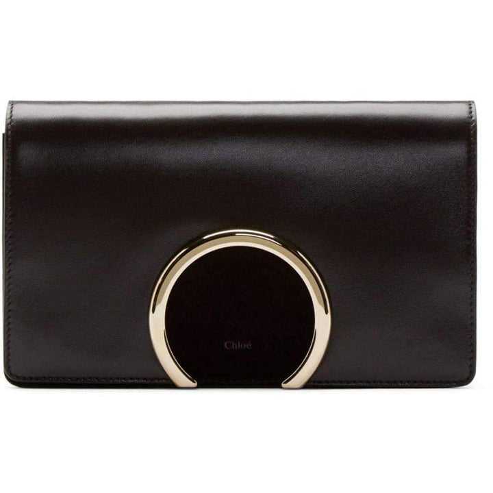 Gabrielle Black Leather Clutch