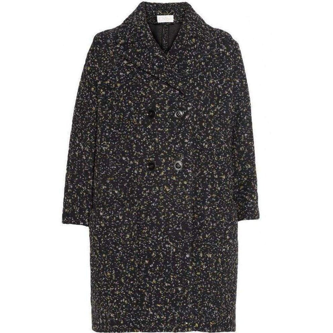 Chloé-Gray Confetti Boucle Tweed Cocoon Coat - Runway Catalog