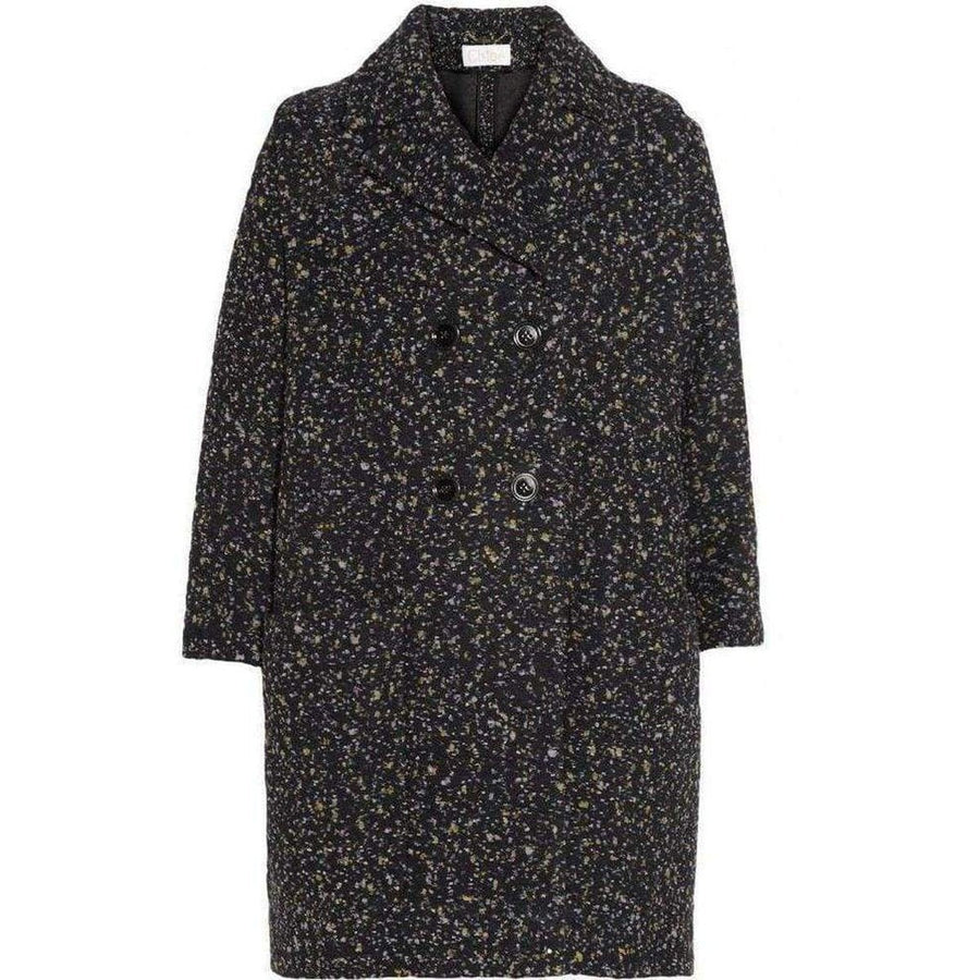 Chloé-Gray Confetti Boucle Tweed Cocoon Coat - Runway Catalog