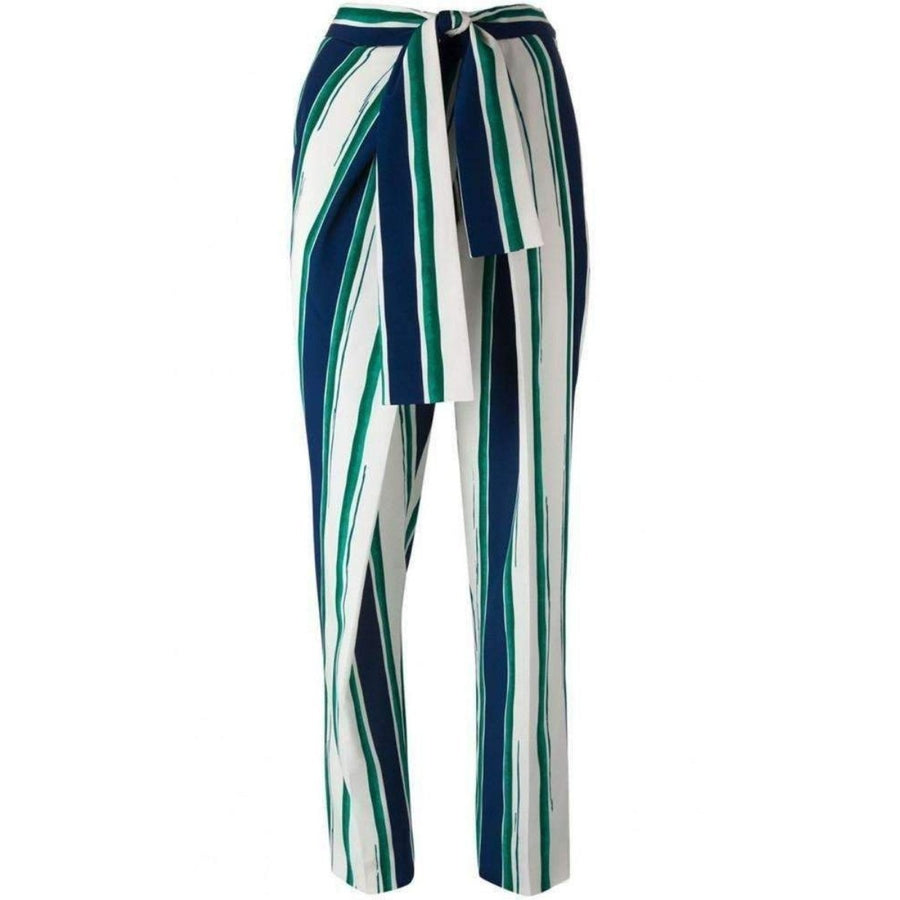 Chloé-Green Striped Sarong Silk Trousers Pants - Runway Catalog