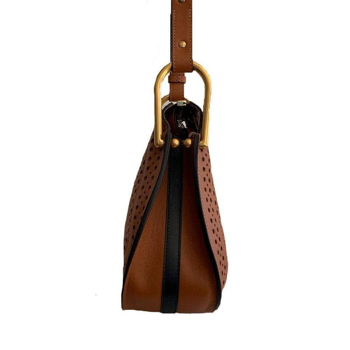Hayley Caramel Perforated Leather Cross Body Bag