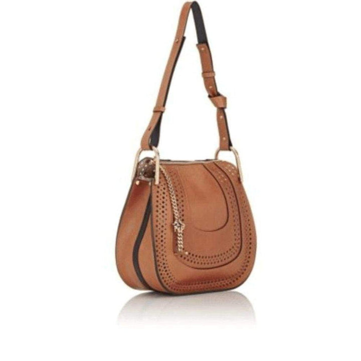 Hayley Caramel Perforated Leather Cross Body Bag