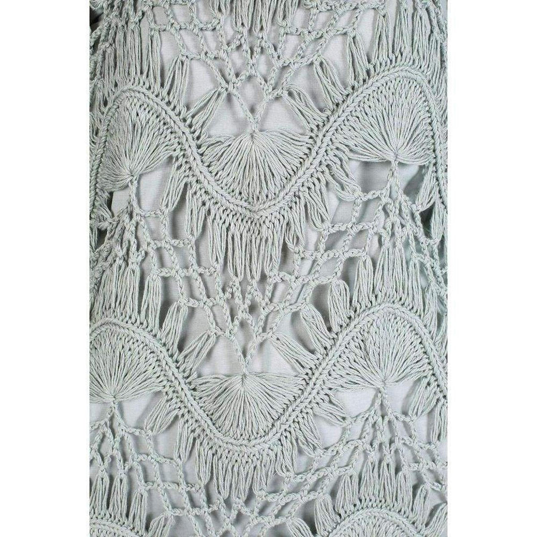 Light Sea Green Cotton Silk Blend Macrame Dress