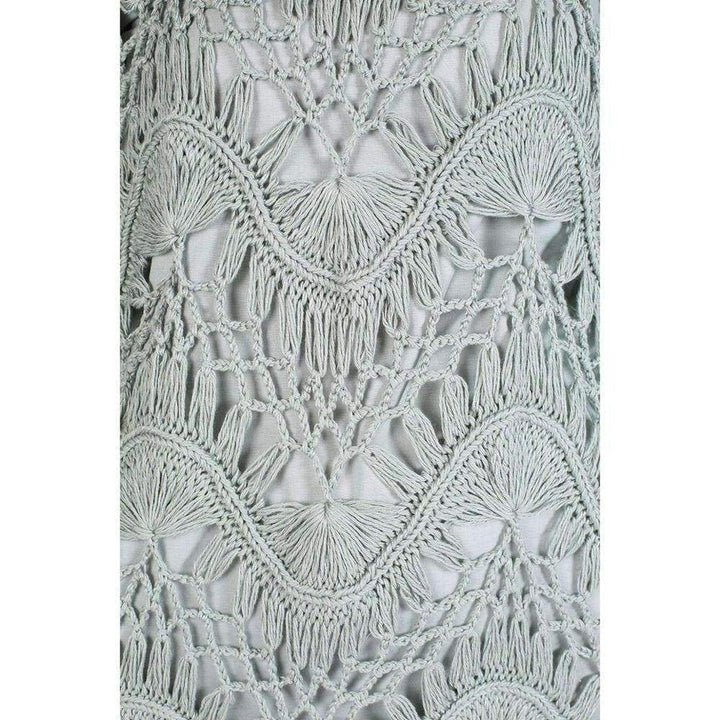 Light Sea Green Cotton Silk Blend Macrame Dress