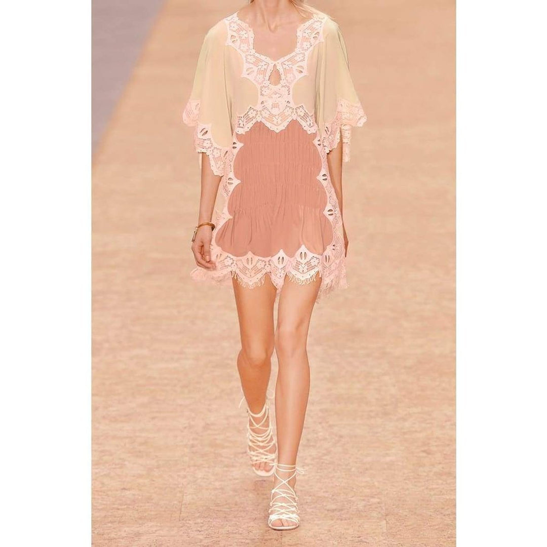 Macramé Lace-trimmed Silk Mini Dress
