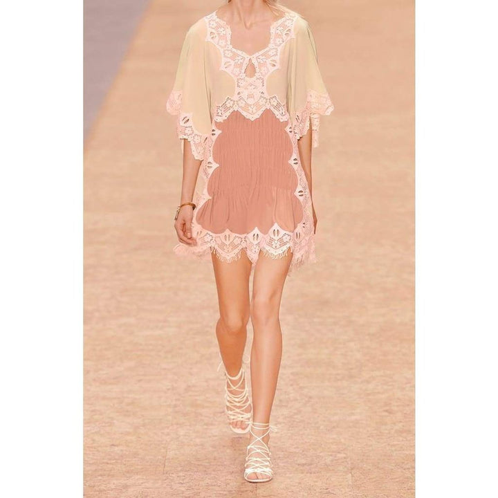 Macramé Lace-trimmed Silk Mini Dress