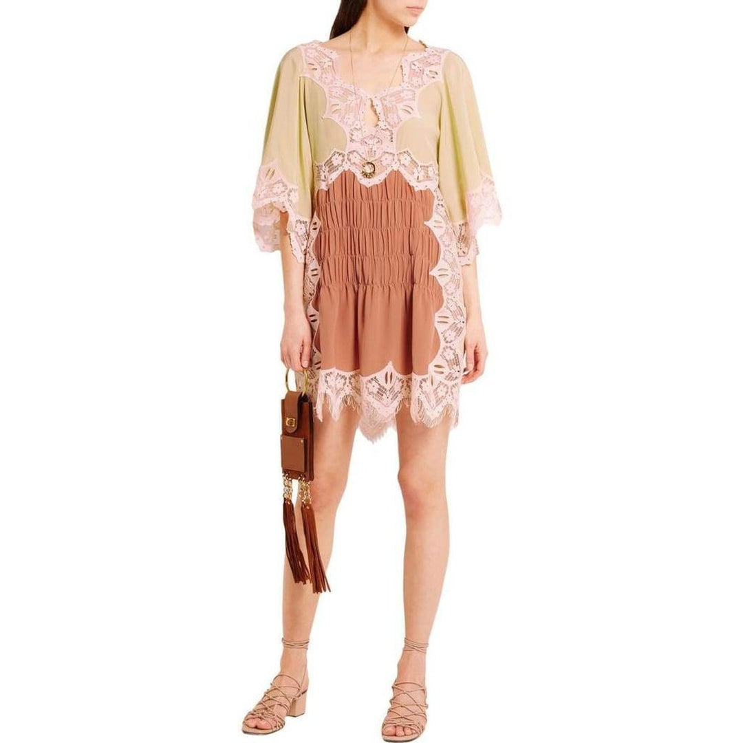 Macramé Lace-trimmed Silk Mini Dress