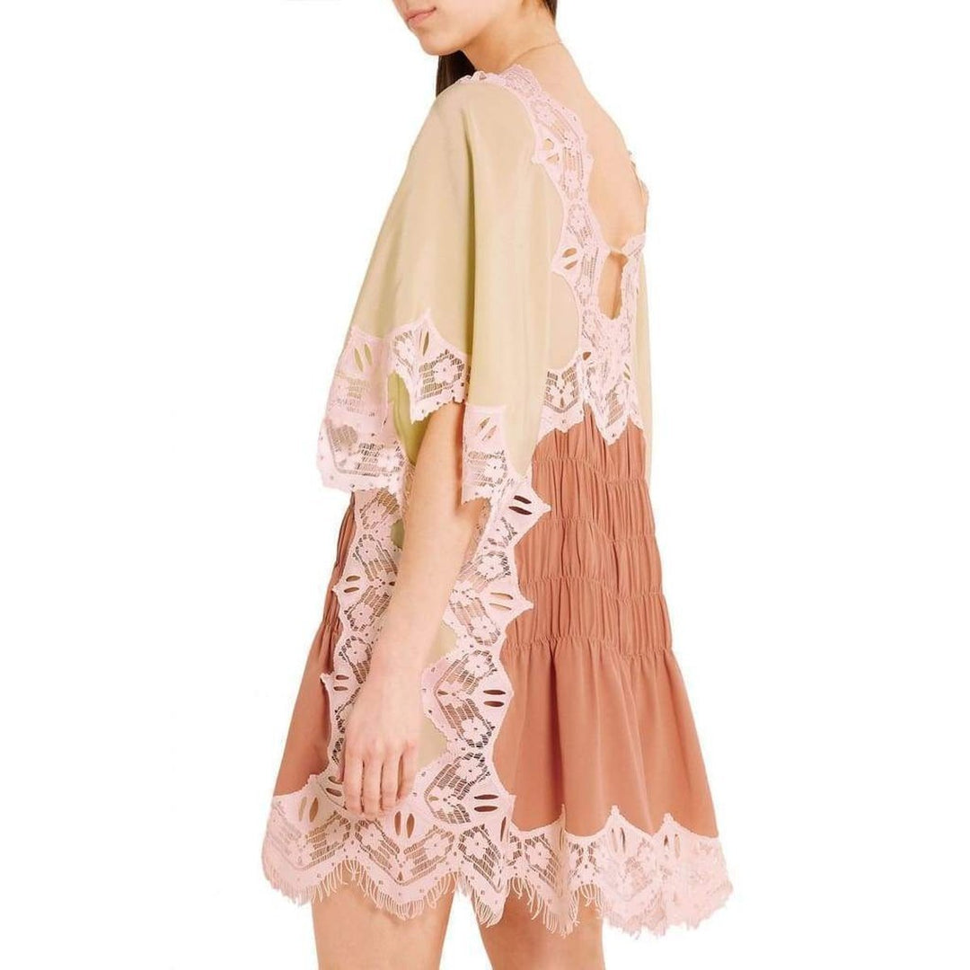 Macramé Lace-trimmed Silk Mini Dress