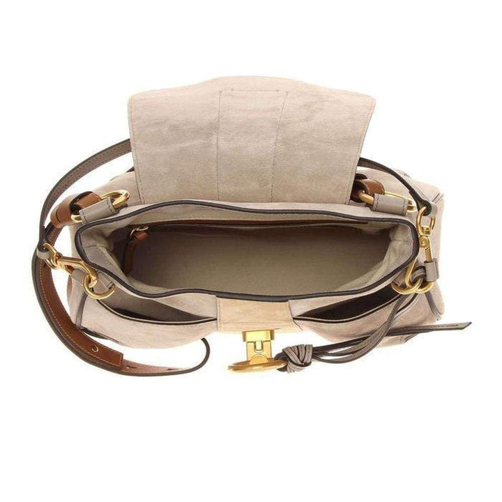Medium Beige Velvet Leather Lexa Crossbody Bag 3S1261-HD3-B79