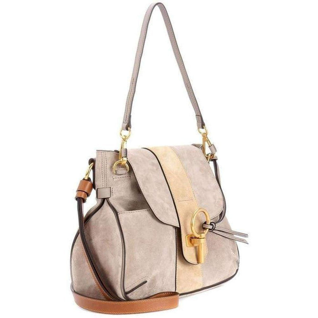 Medium Beige Velvet Leather Lexa Crossbody Bag 3S1261-HD3-B79