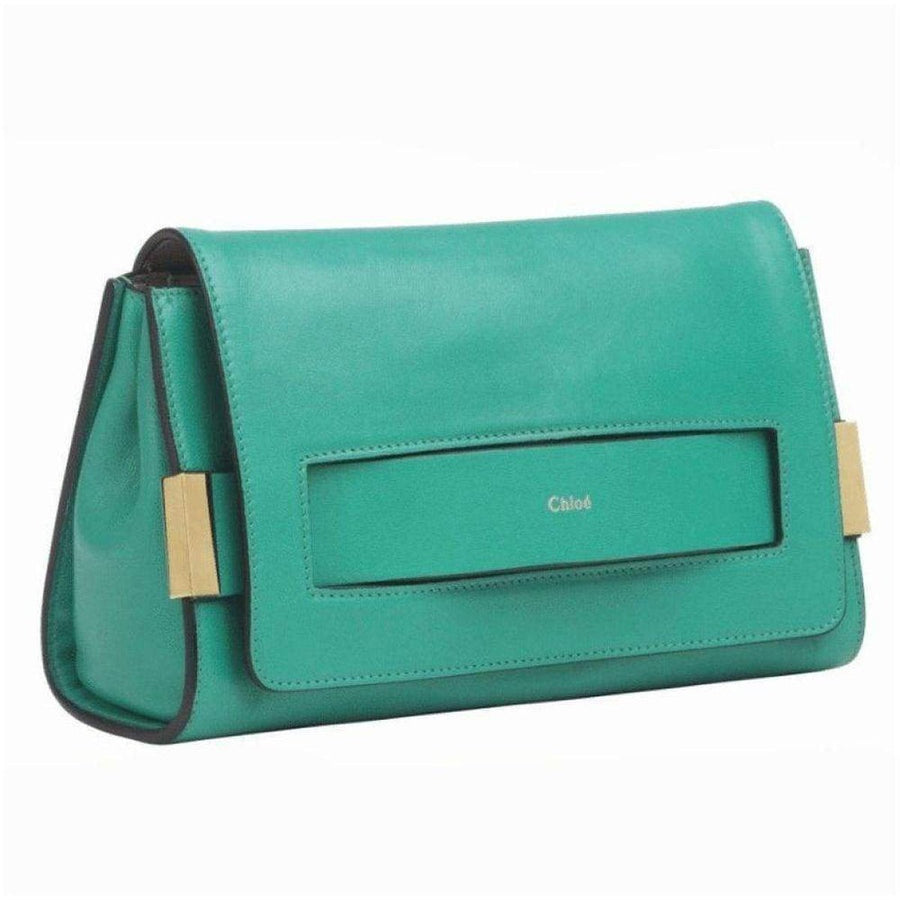 Chloé-Medium 'Elle' Jade Green Clutch - Runway Catalog