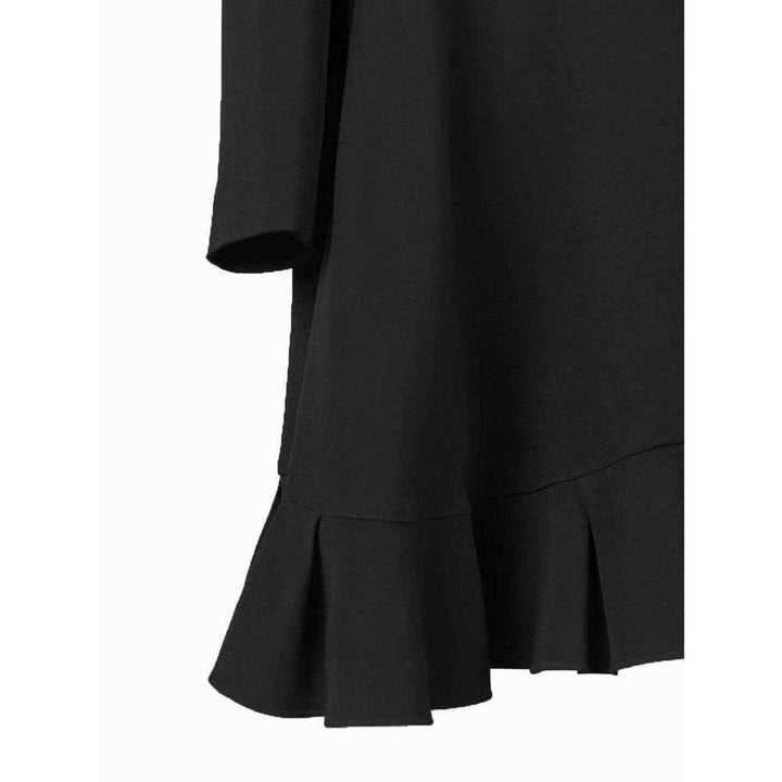 Navy Blue Silk Blend Ruffle Silk Dress