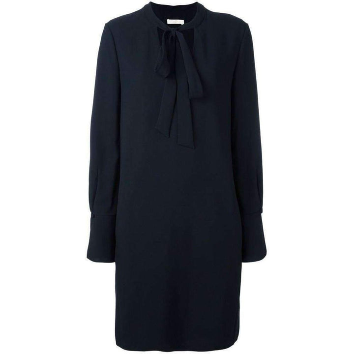 Chloé-Neck Tie Shift Black Dress - Runway Catalog