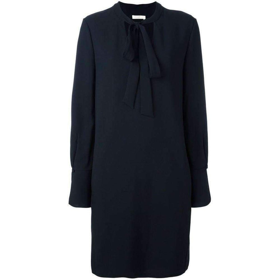 Chloé-Neck Tie Shift Black Dress - Runway Catalog