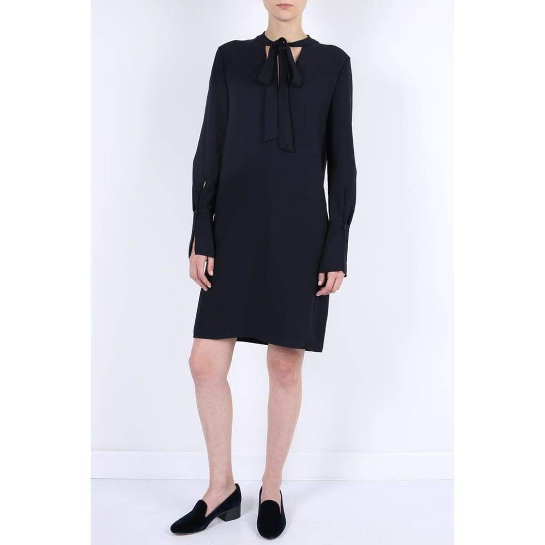 Neck Tie Shift Black Dress
