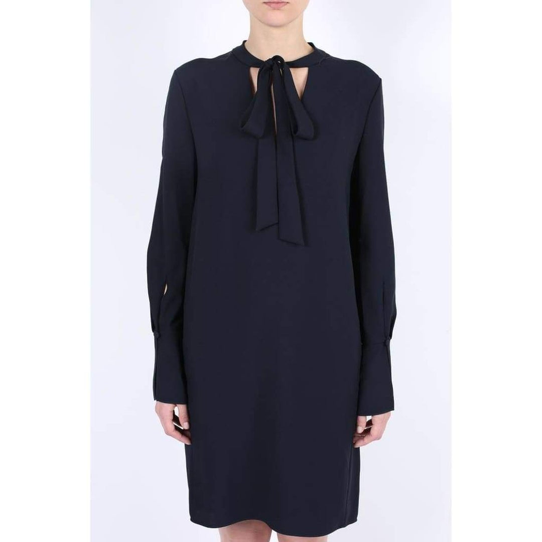 Neck Tie Shift Black Dress
