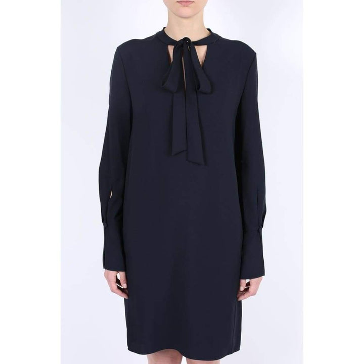 Neck Tie Shift Black Dress