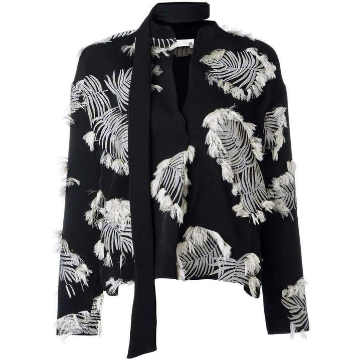 Chloé-Palm Jacquard Black White Silk Blend Blouse - Runway Catalog