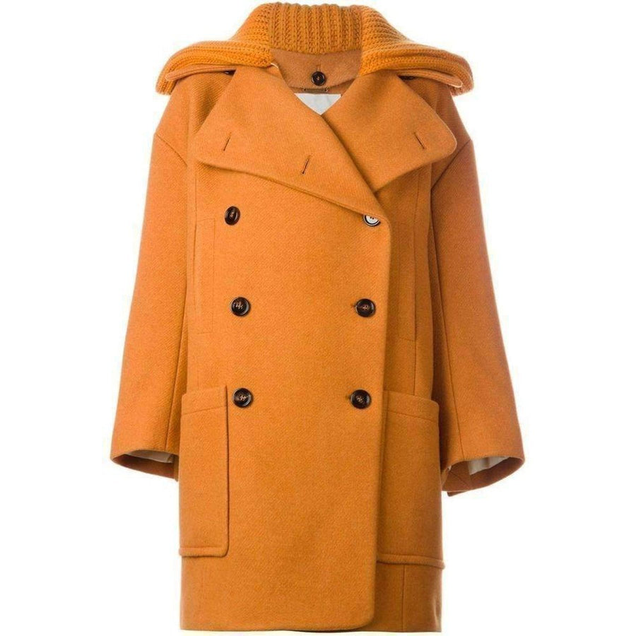 Chloé-Rib Knit Collar Double Breasted Wool Coat - Runway Catalog
