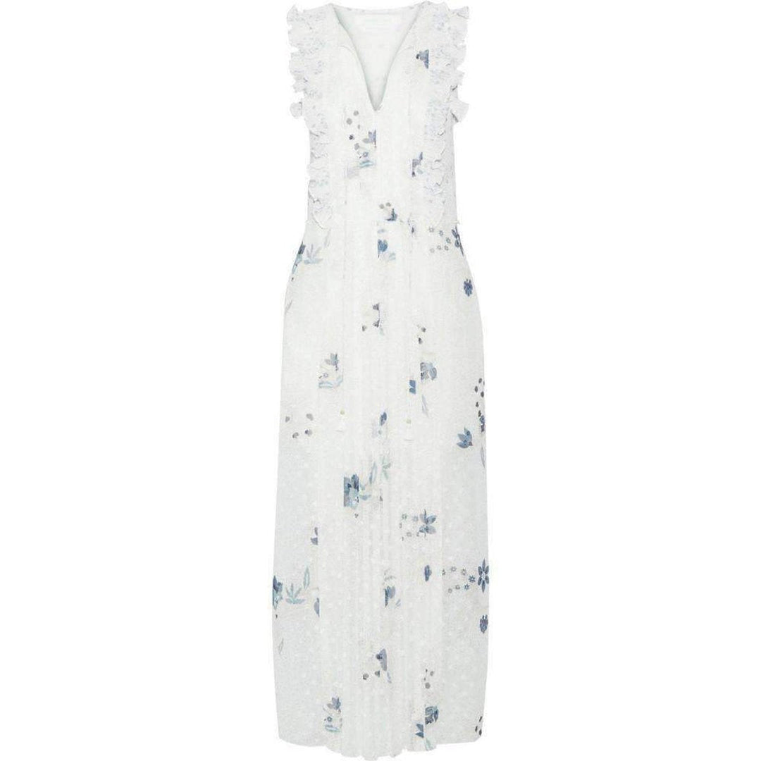 Chloé-Ruffle Trimmed Printed Fil Coupe Maxi Dress - Runway Catalog