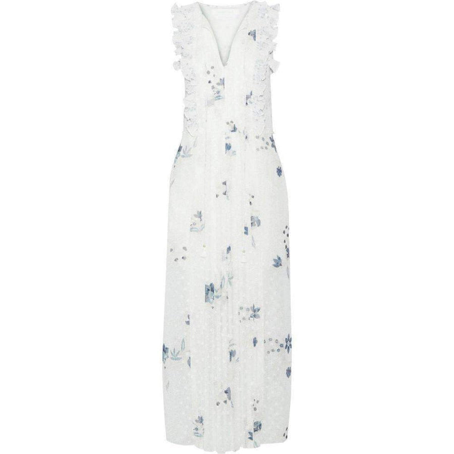 Chloé-Ruffle Trimmed Printed Fil Coupe Maxi Dress - Runway Catalog