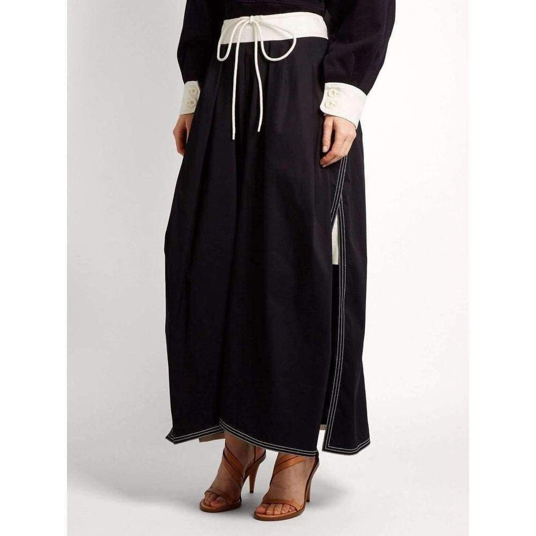 Runway Gathered Waist Cotton Maxi Skirt