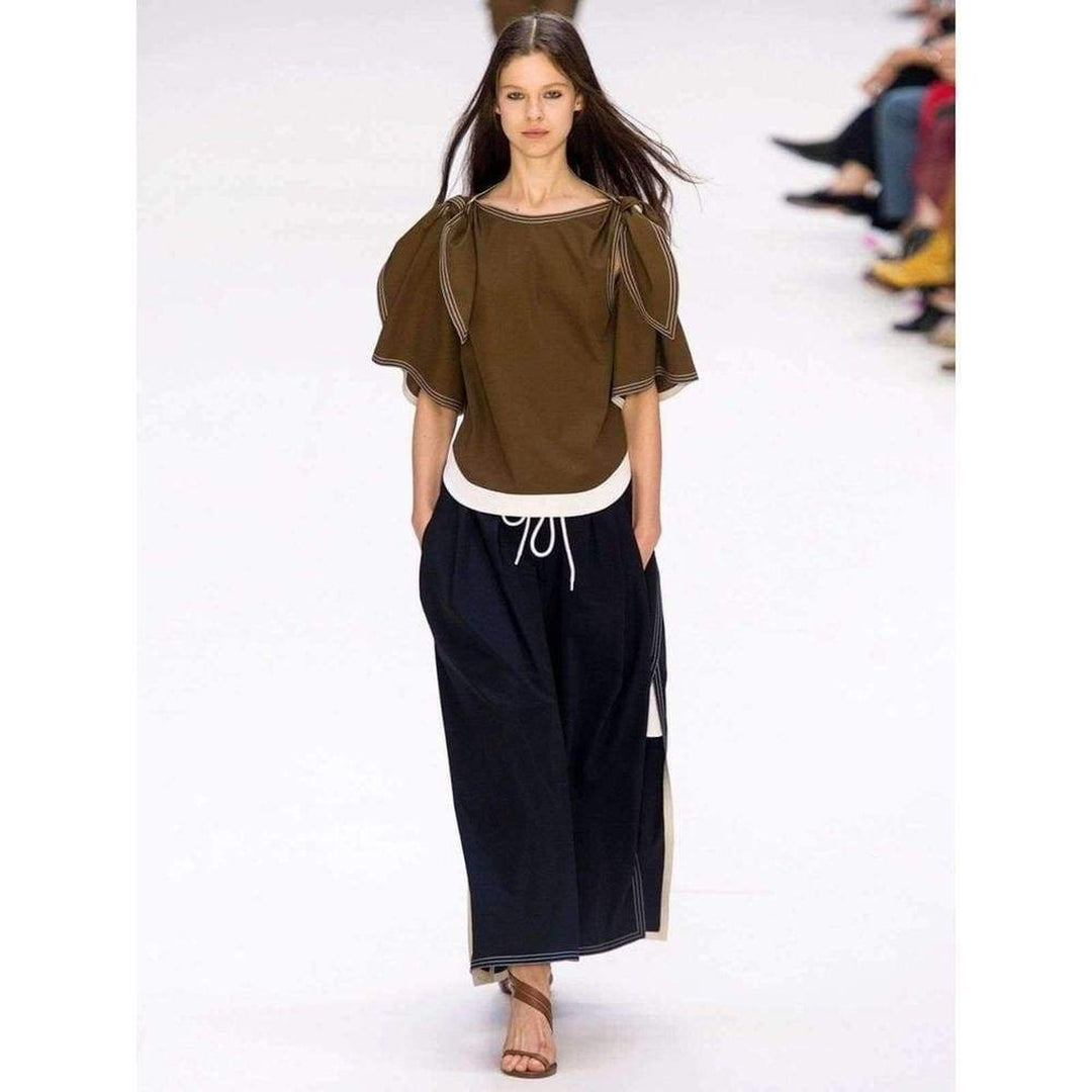 Runway Gathered Waist Cotton Maxi Skirt