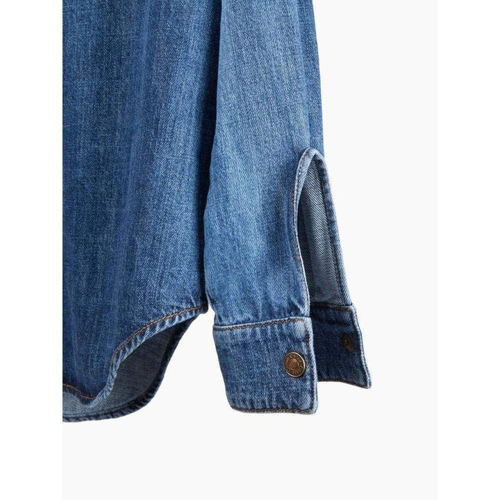 Tie Neck Light Denim Shirt