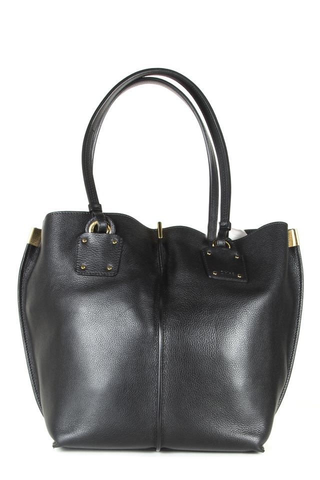 Chloé Tote Wide Black Leather Shoulder Bag
