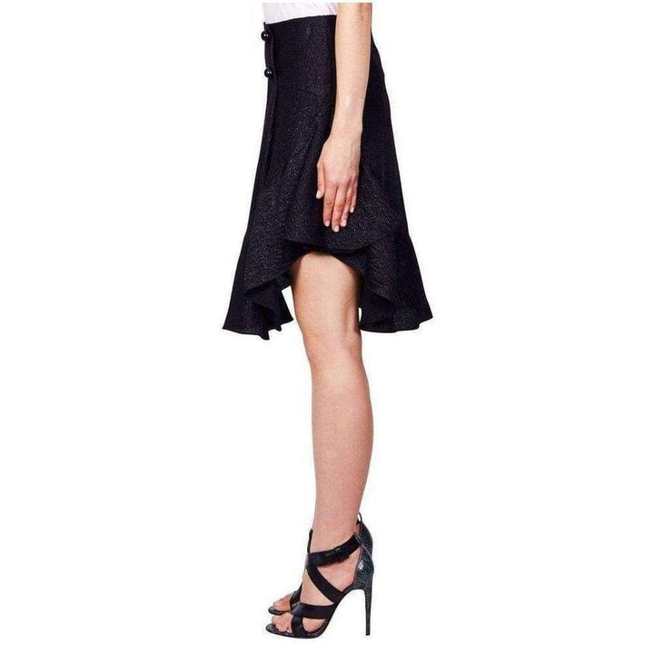 Wavy Shiny Black Jacquard Skirt
