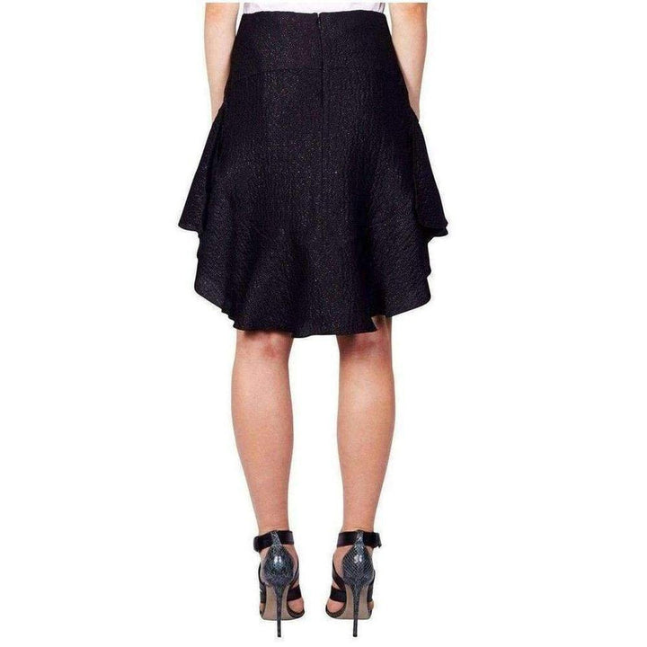 Wavy Shiny Black Jacquard Skirt