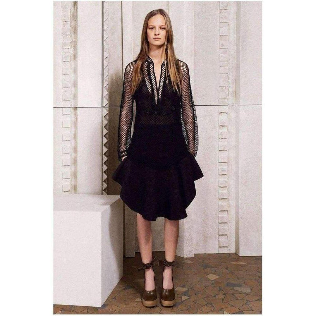 Wavy Shiny Black Jacquard Skirt
