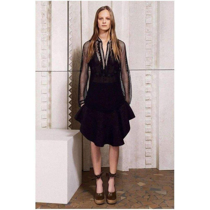 Wavy Shiny Black Jacquard Skirt