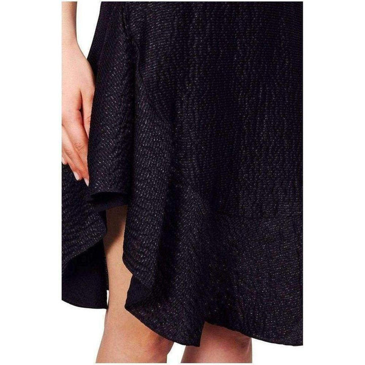 Wavy Shiny Black Jacquard Skirt