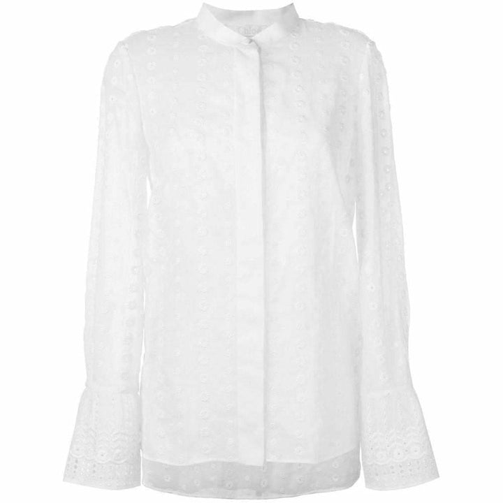 Chloé-White Cotton Embroidered Long Sleeve Shirt - Runway Catalog