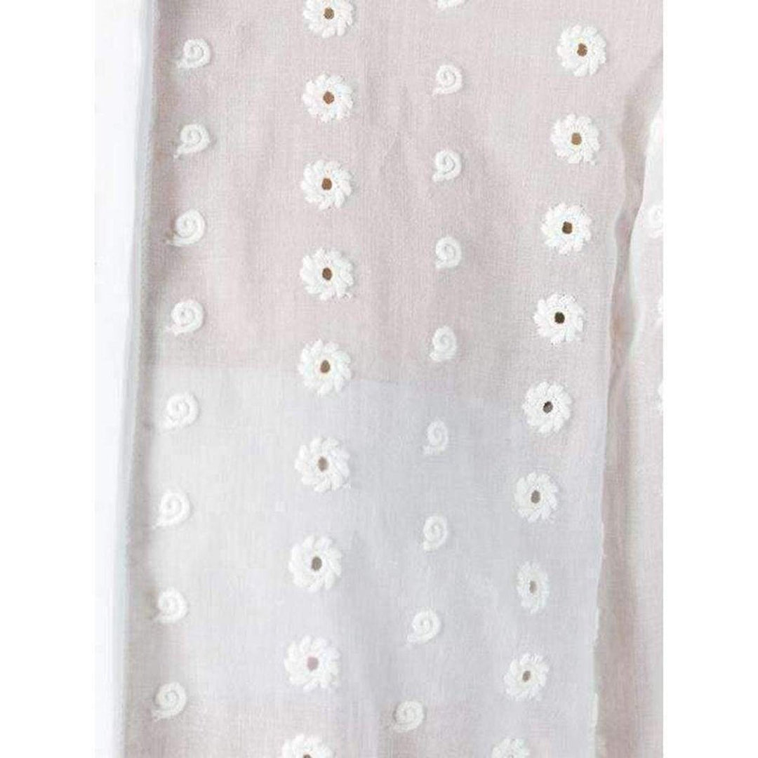 White Cotton Embroidered Long Sleeve Shirt