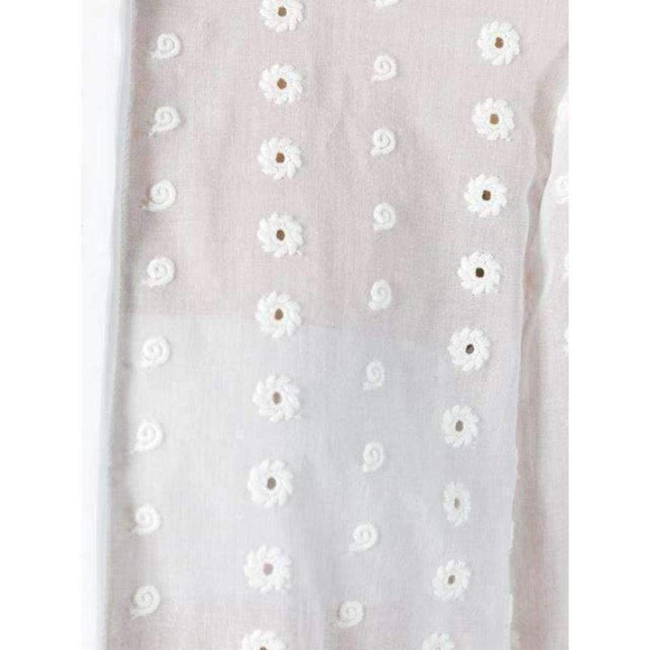White Cotton Embroidered Long Sleeve Shirt