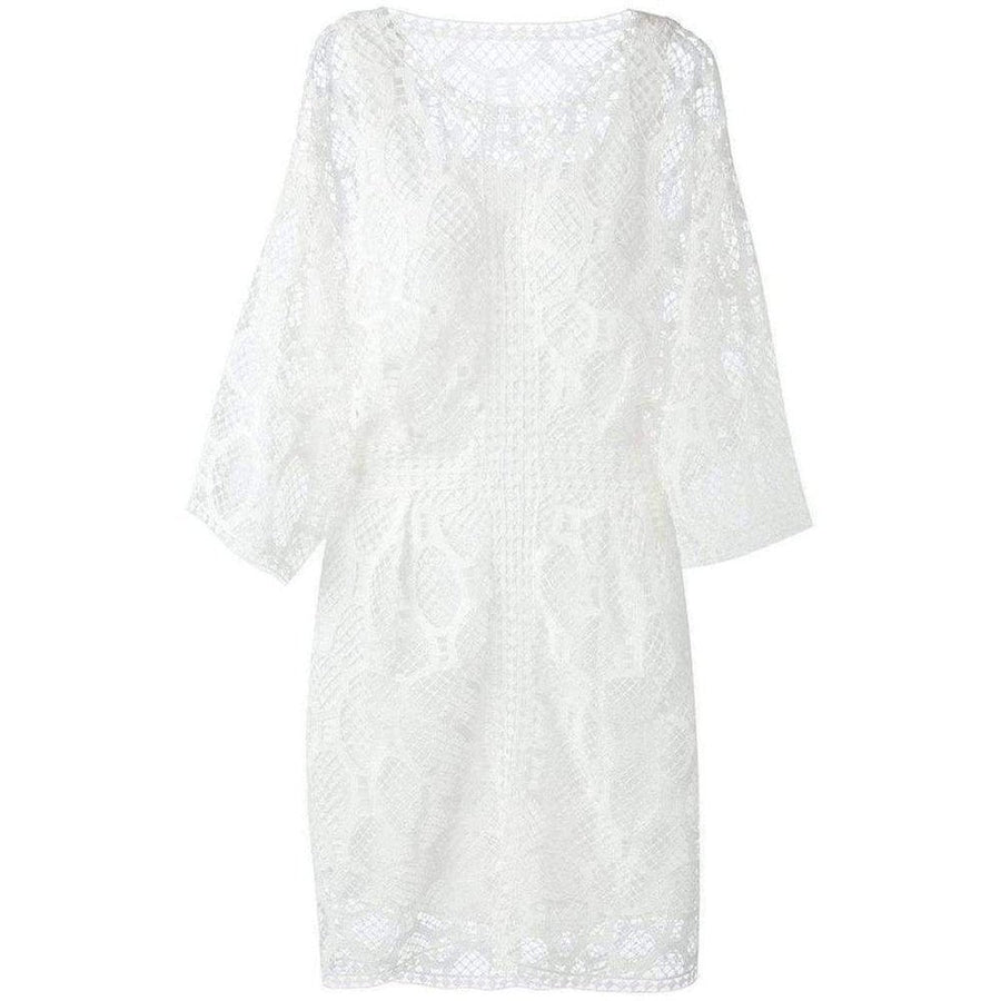 Chloé-White Crochet Lace Cotton Dress - Runway Catalog