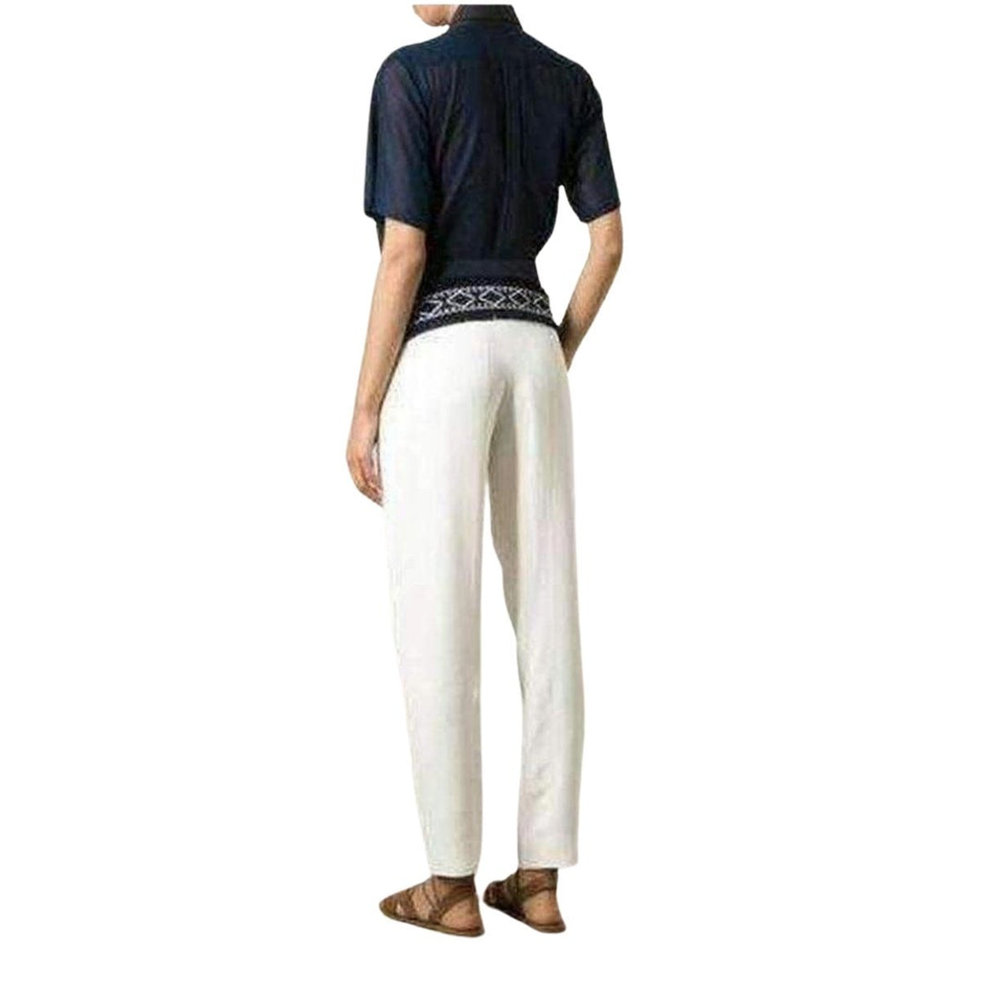 White Embroidered Cotton Pants