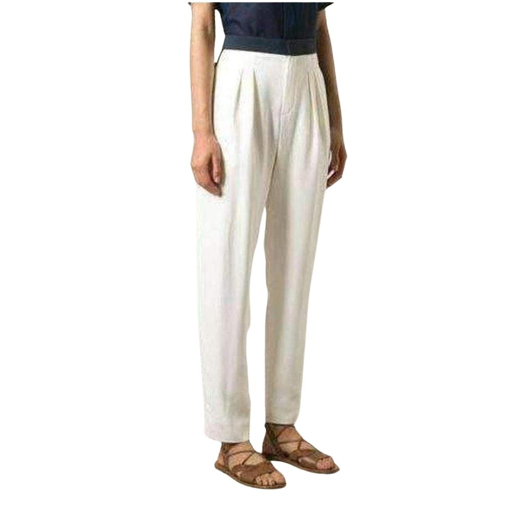 White Embroidered Cotton Pants