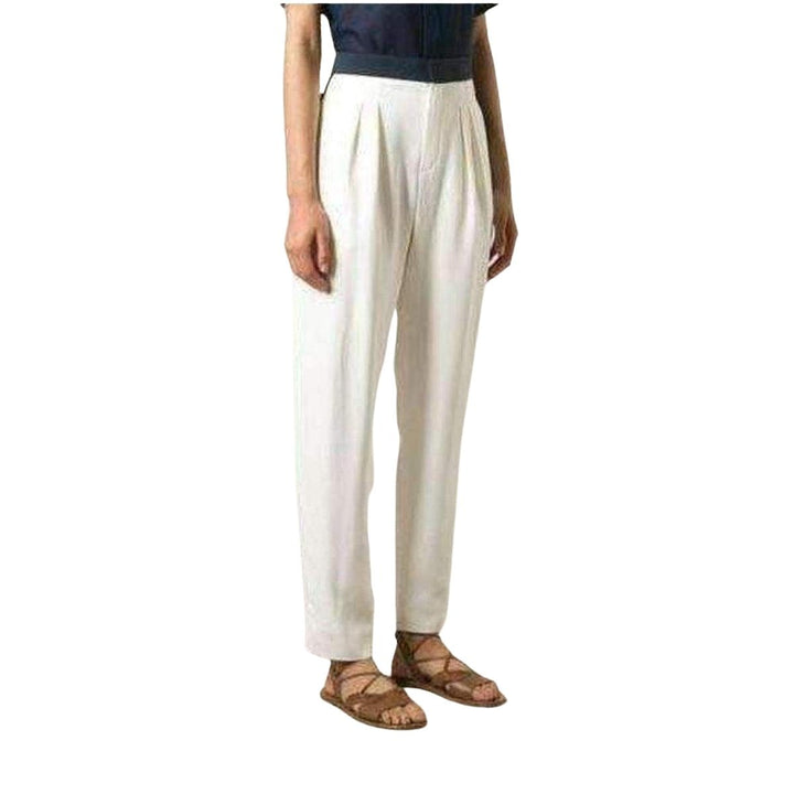 White Embroidered Cotton Pants
