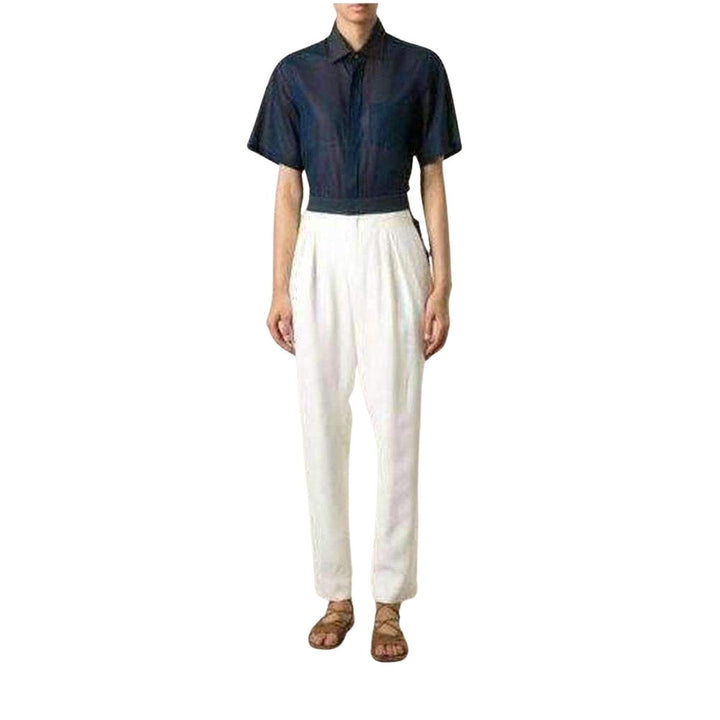 White Embroidered Cotton Pants