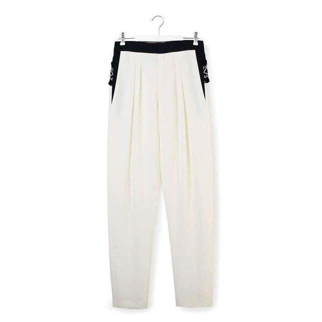 White Embroidered Cotton Pants