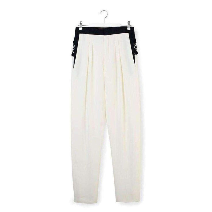 White Embroidered Cotton Pants