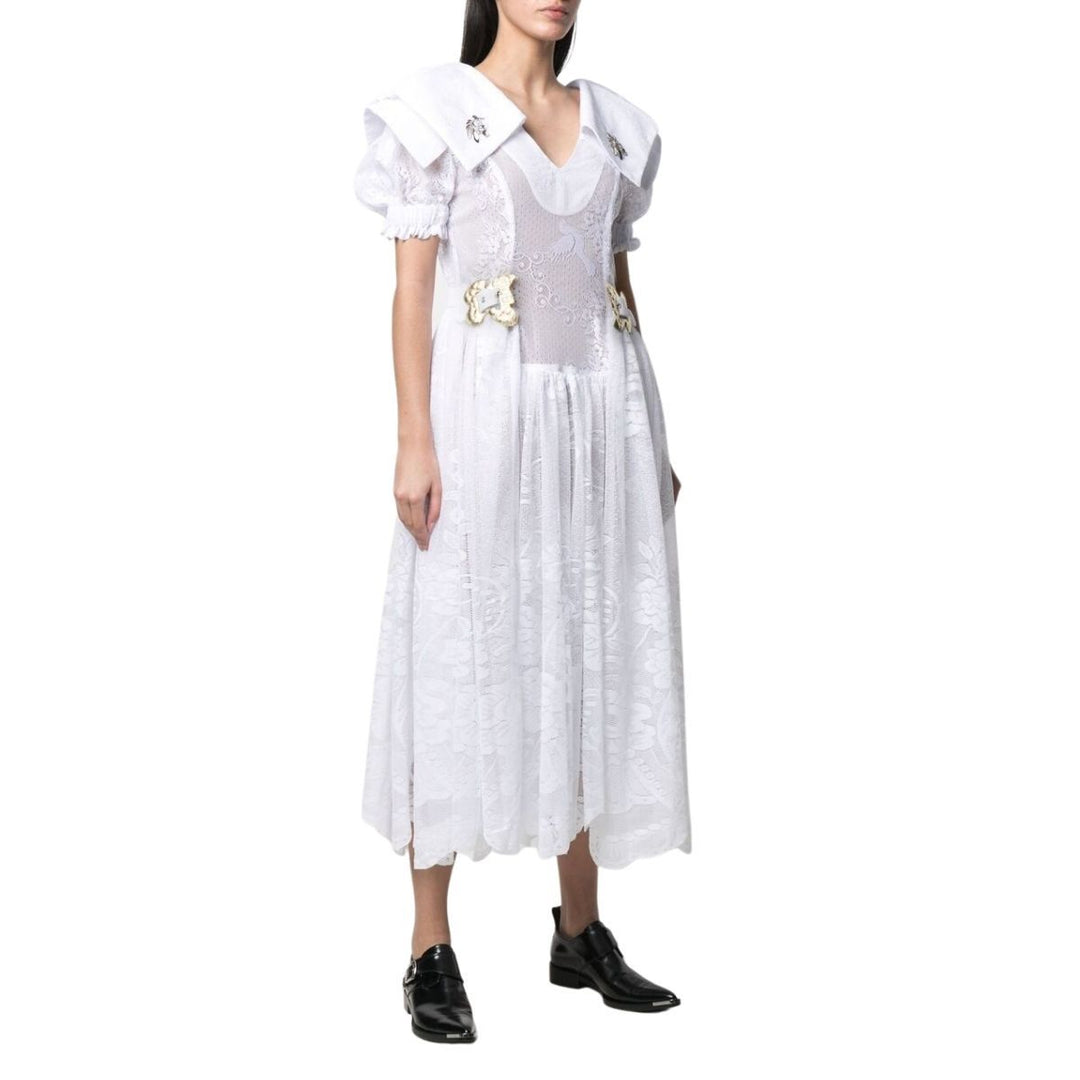Mesh-button Detail Dress