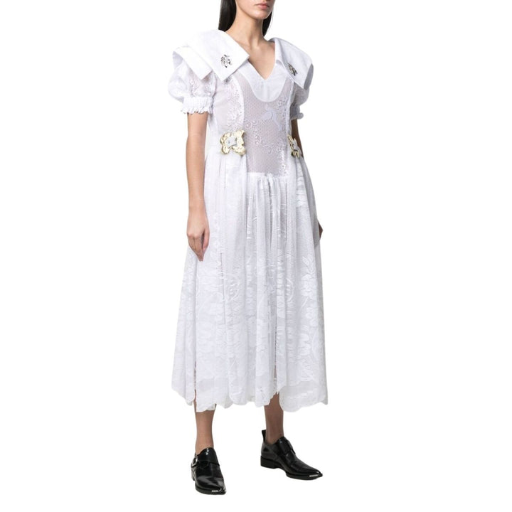 Mesh-button Detail Dress
