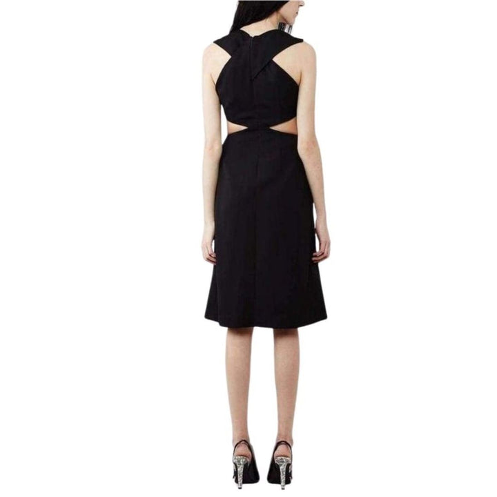 Black Daisy Cut-Away V-Neck Dress