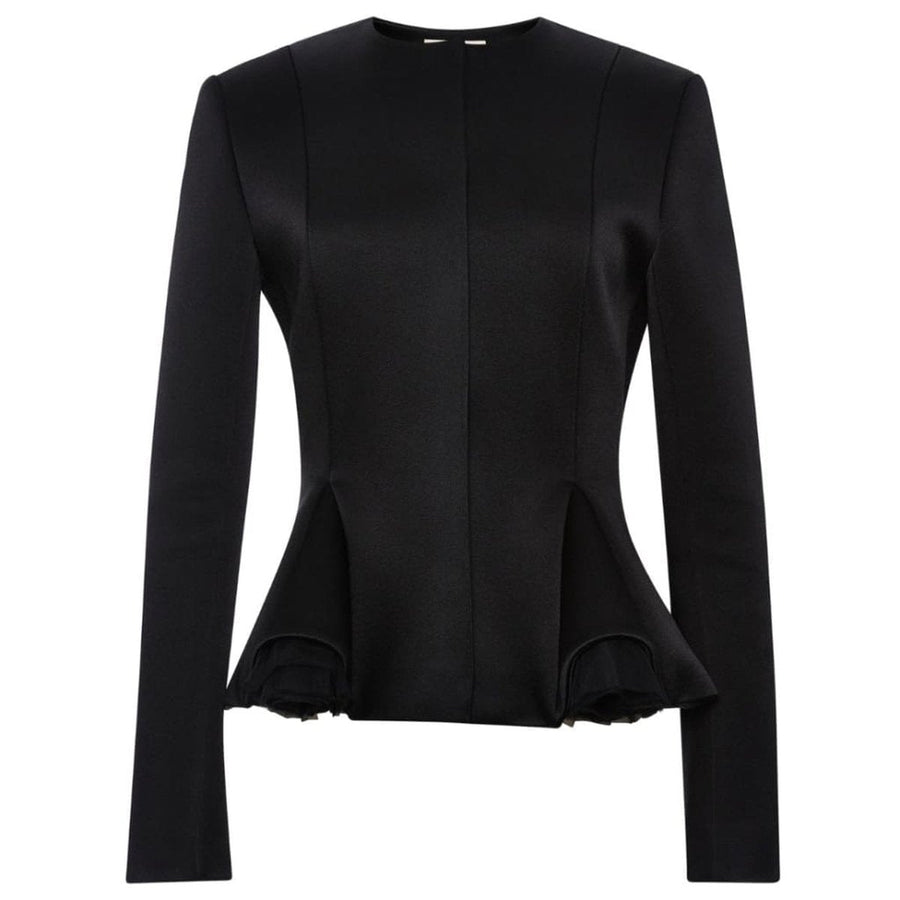 Christopher Kane-Black Fitted Jacket with Godets - Runway Catalog