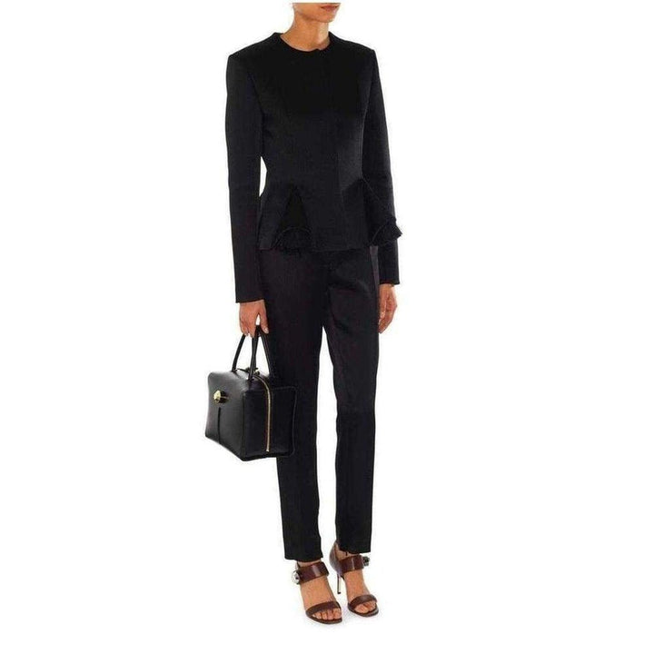 Black Fitted Jacket with Godets