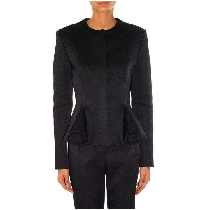 Black Fitted Jacket with Godets